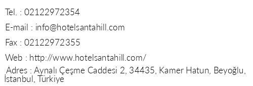 Hotel Santa Hill telefon numaralar, faks, e-mail, posta adresi ve iletiim bilgileri